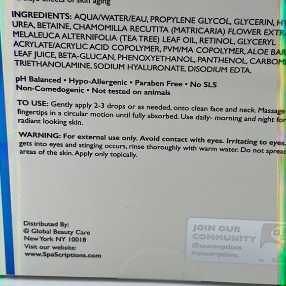 Spa Scriptions RETINOL Facial Serum Anti-Aging Skin Repair Serum 1.7 FL OZ NIB - Picture 5 of 7